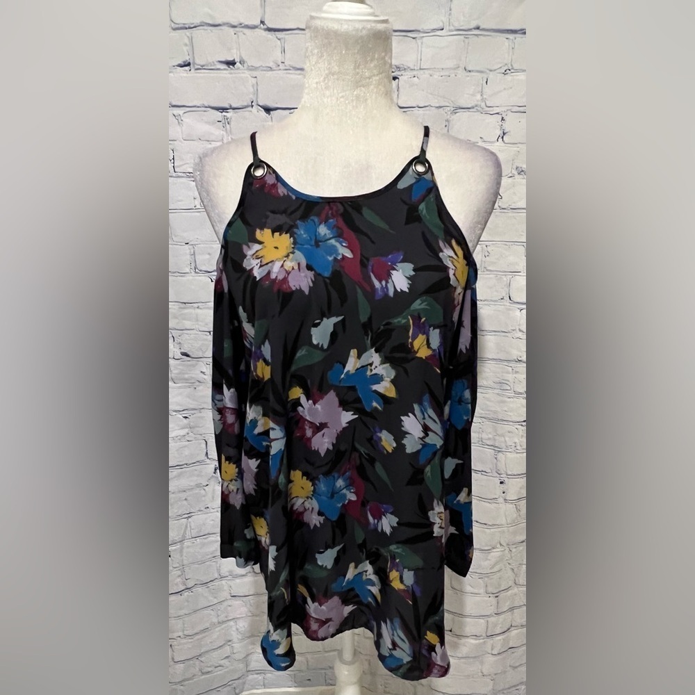 Floral Noir maternity Cold Shoulder Long Sleeve Top Blouse Size Small